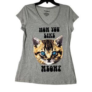 NWT How You Like Meow? Kitten Cat Junior Size Large Cotton Blend Tee Shirt Top